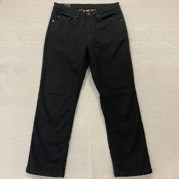 CAT Caterpillar Work Pants Mens 34 x 30 Black Canvas Fleece Lined DIRTY CUFF - Picture 2 of 12